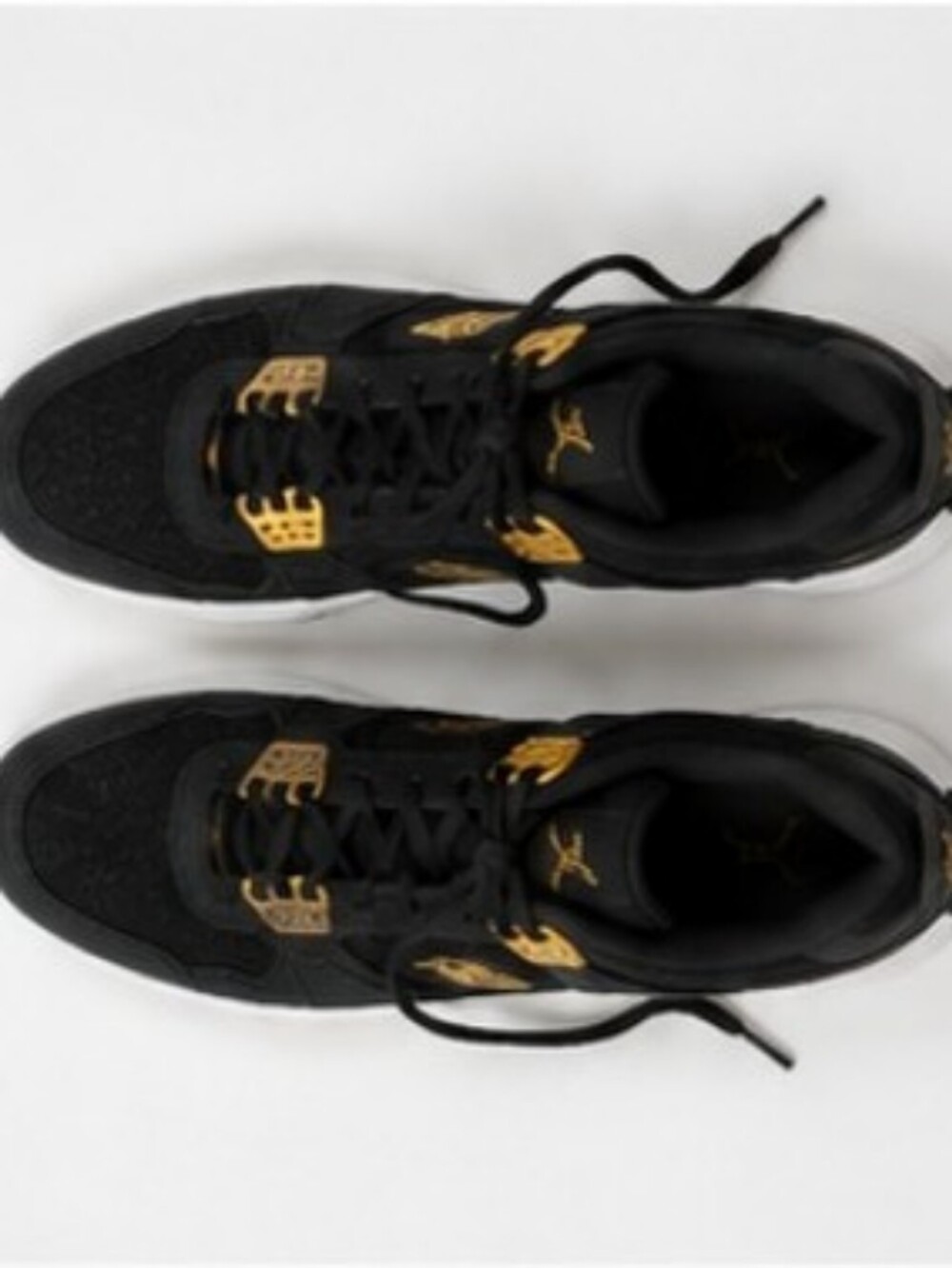 Men's Black Suede Athletic Sneakers with Gold Accents